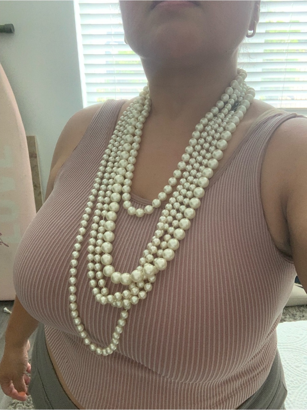 Multi-Strand White Pearl Necklace - Elegant Layered Pearl Statement